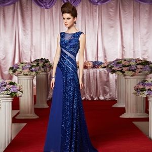 Blue sequin design dress